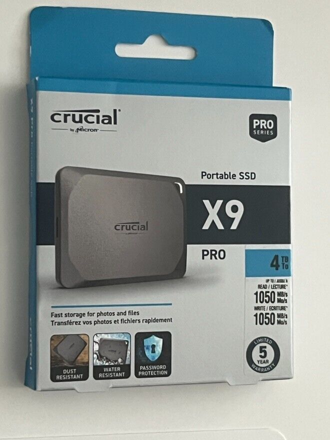 Crucial X9 Pro 4TB USB-C Portable External SSD (CT4000X9PROSSD9) SEALED