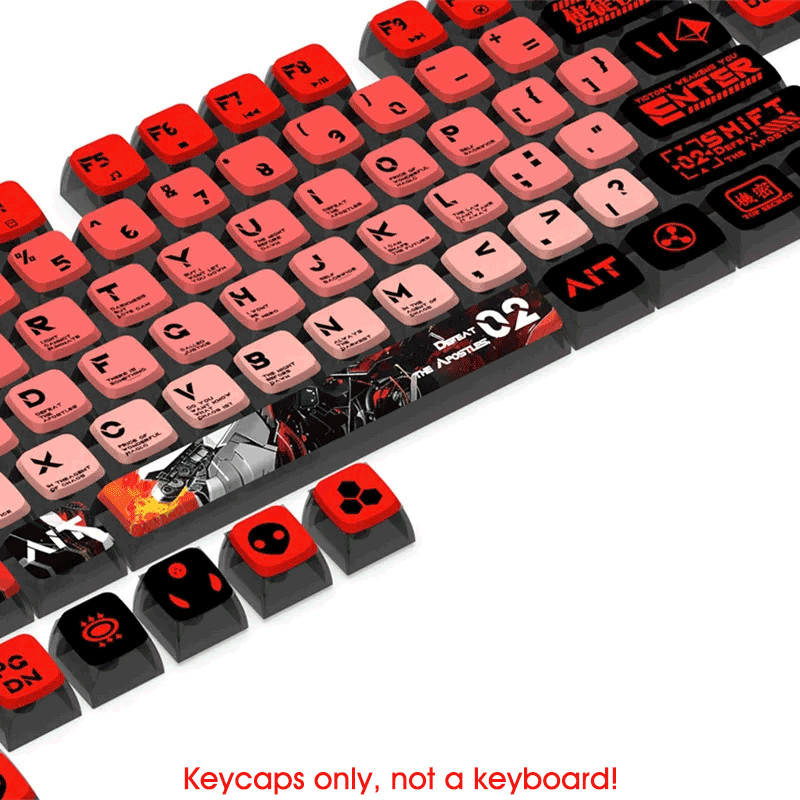 Evangelion Asuka PBT Transparent Keycaps Set for Cherry MX Mechanical Keyboards