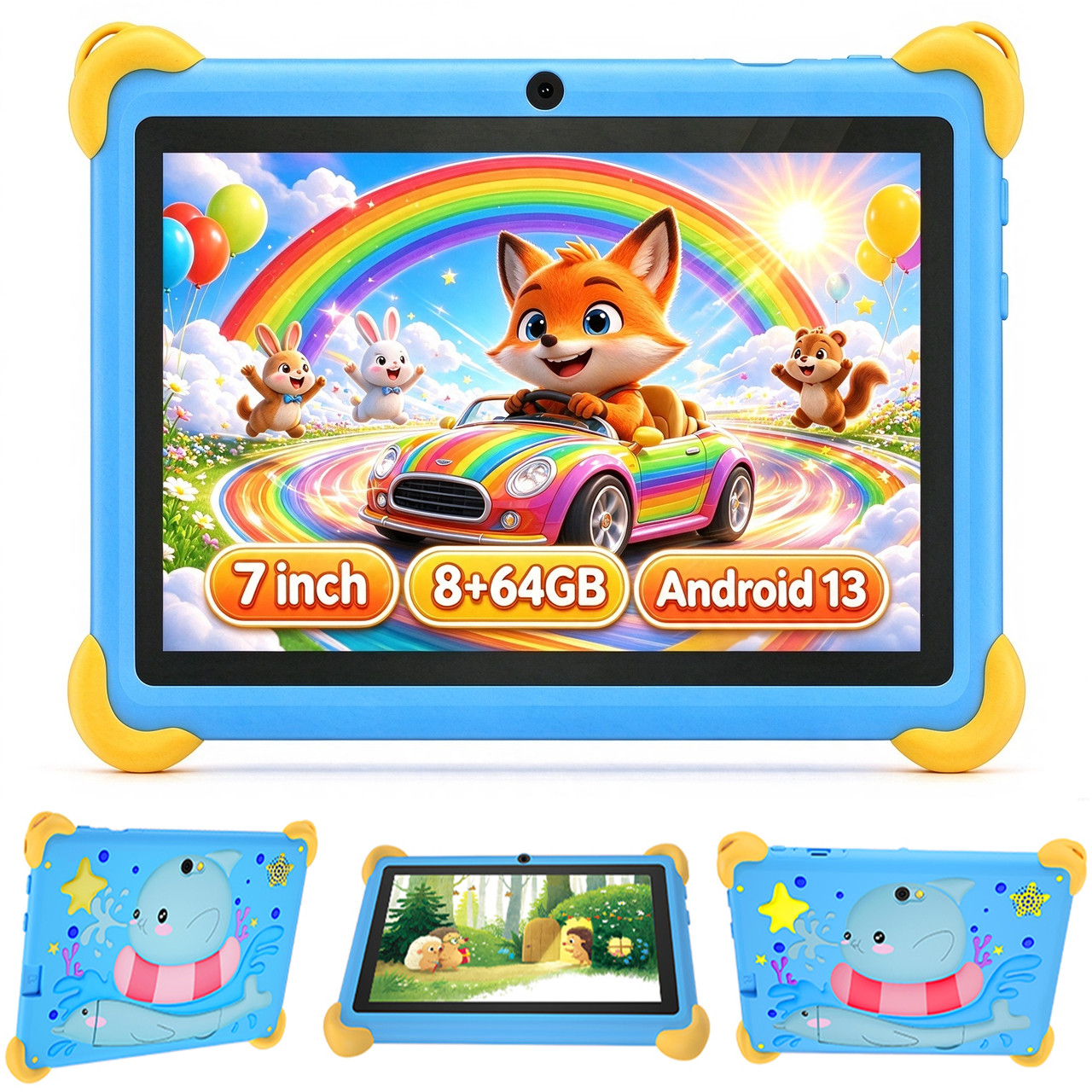 7 inch Android 13 Kids Tablet 8GB RAM+64GB ROM IPS HD 5G WIFI for XMAS Gifts
