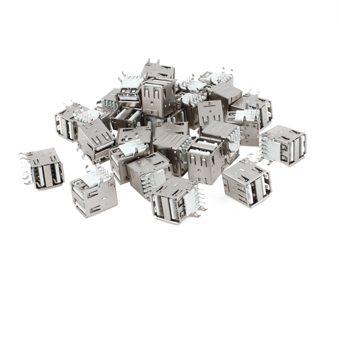 30pcs 90 Degree DIP PCB Mount 8-Pin Female USB A Dual Socket Port Connector