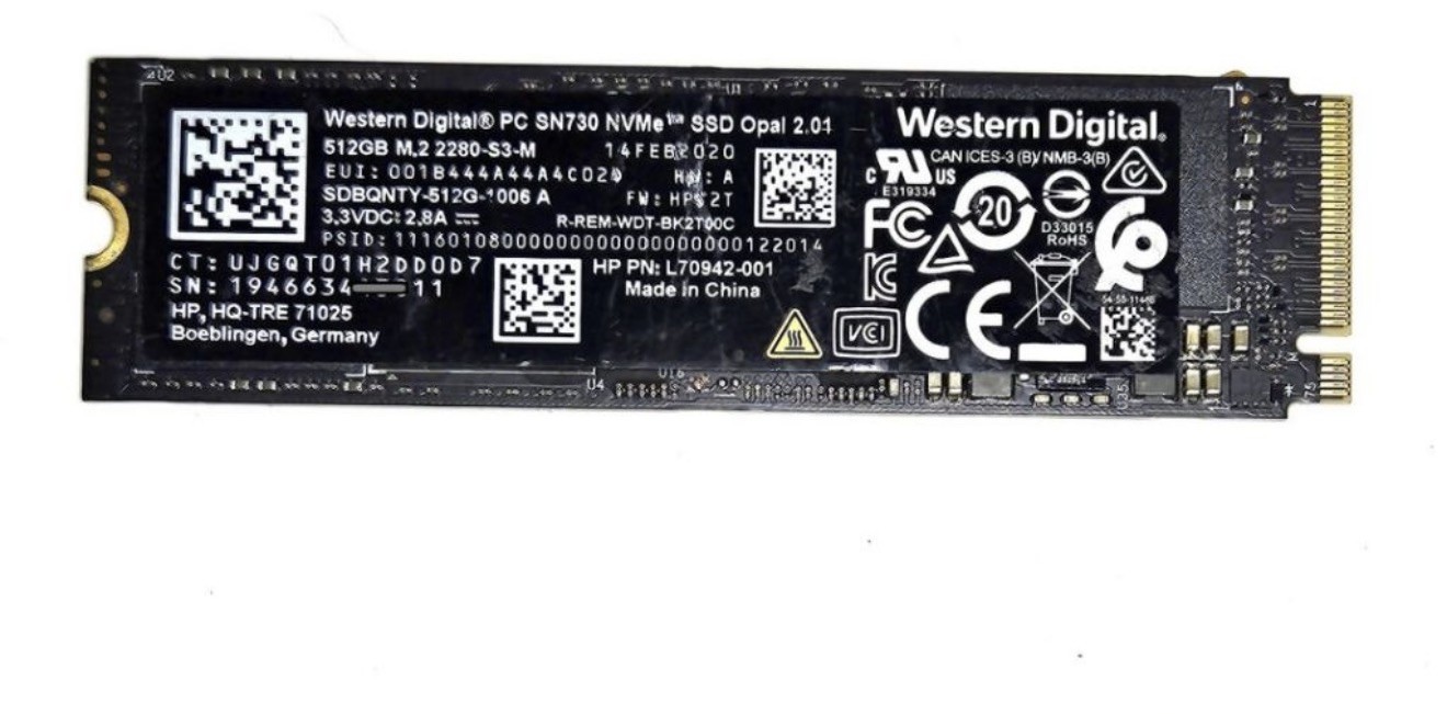 Western Digital 512GB PC SN730 NVMe M.2 SSD PCIe Gen3 x4 Solid State 0 Hours