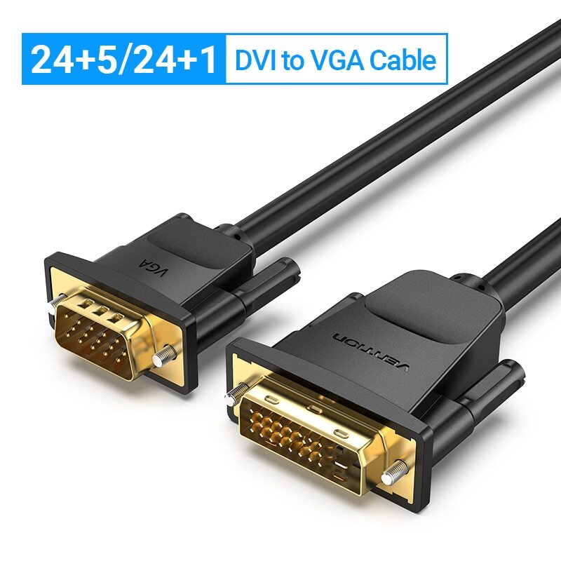 DVI-I to VGA Cable Dual Link 24+5 Male to Male Adapter Video Cord Laptop Monitor