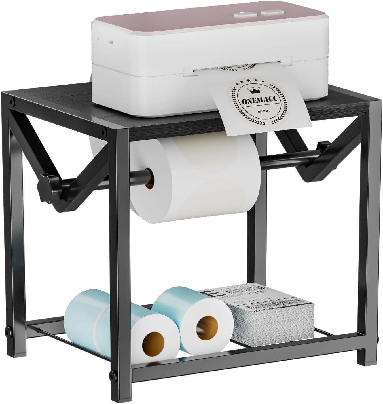 Label Holder for Rolls and Fanfold Labels, Wooden & Metal Thermal Sticker Lab...