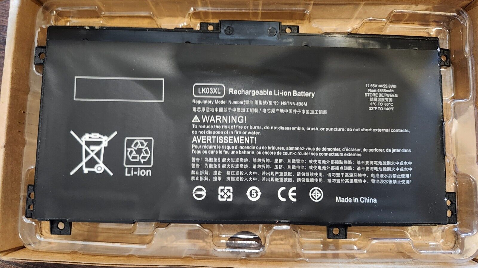 11.55V Laptop Rechargeable Li-ion Battery LK03XL 52.5Wh HSTNN-IB8M for HP ENVY