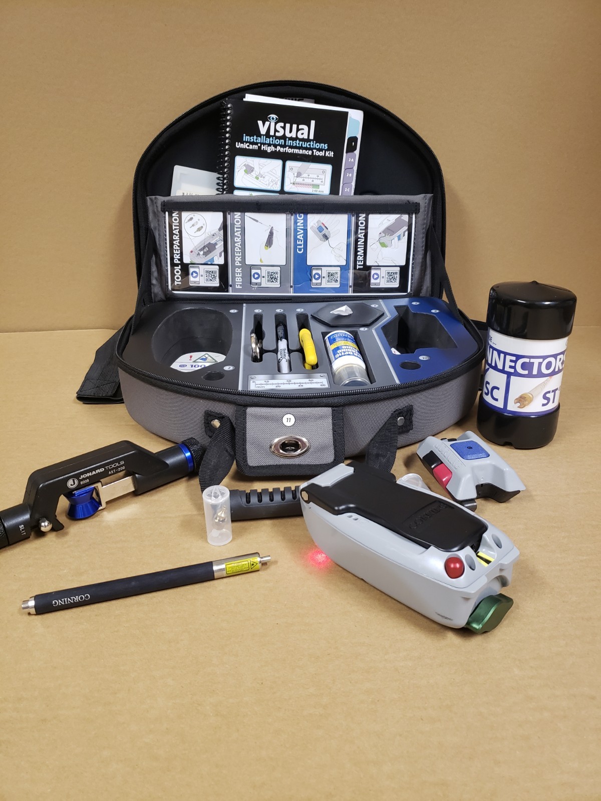 Corning TKT-UNICAM-PFC UniCam Performance Fiber Optic Tool Kit Excellent