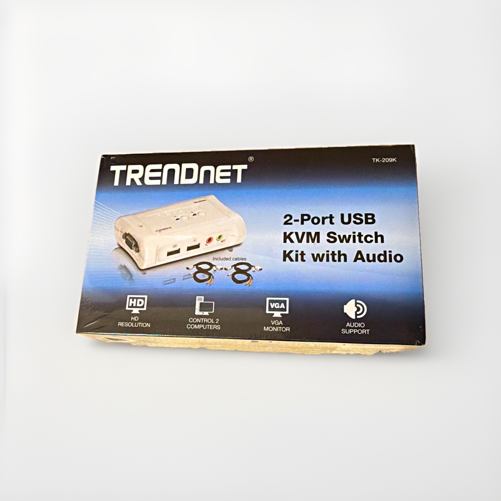 TRENDnet TK-209K 2-Port USB to VGA KVM Switch Kit w/ Audio, 4 ft, Black