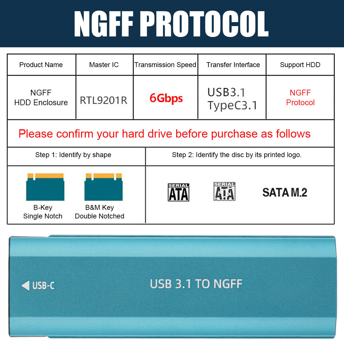 10Gbps M.2 NVMe SSD Enclosure USB 3.1 Gen 2 to NVMe PCI-E M.2 SSD External Case