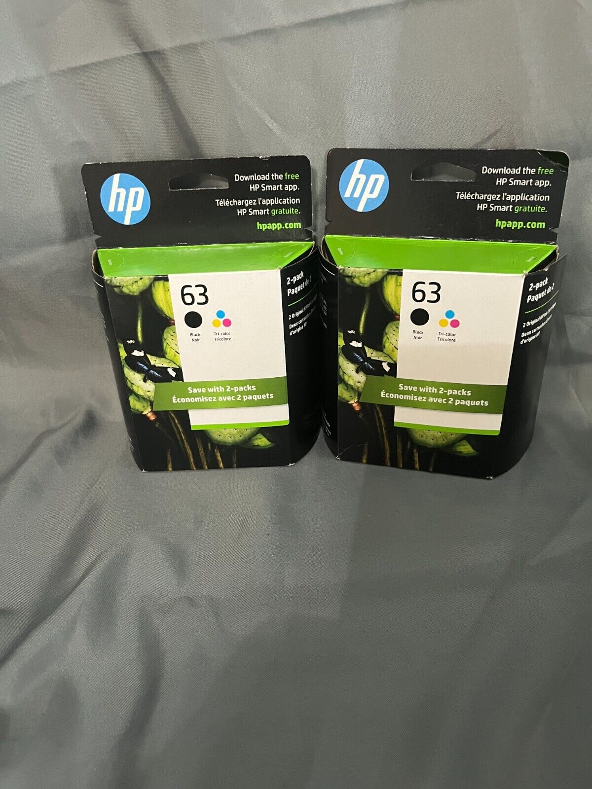 Lot of 2 Genuine HP 63 Black, Tricolor – 2 Pack – Sealed – Exp 12/25