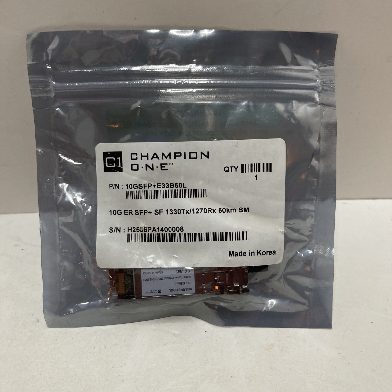 NEW Champion One 10GSFP+E33B60L 10G ER SFP+SF 1330Tx/1270Rx 60km SM