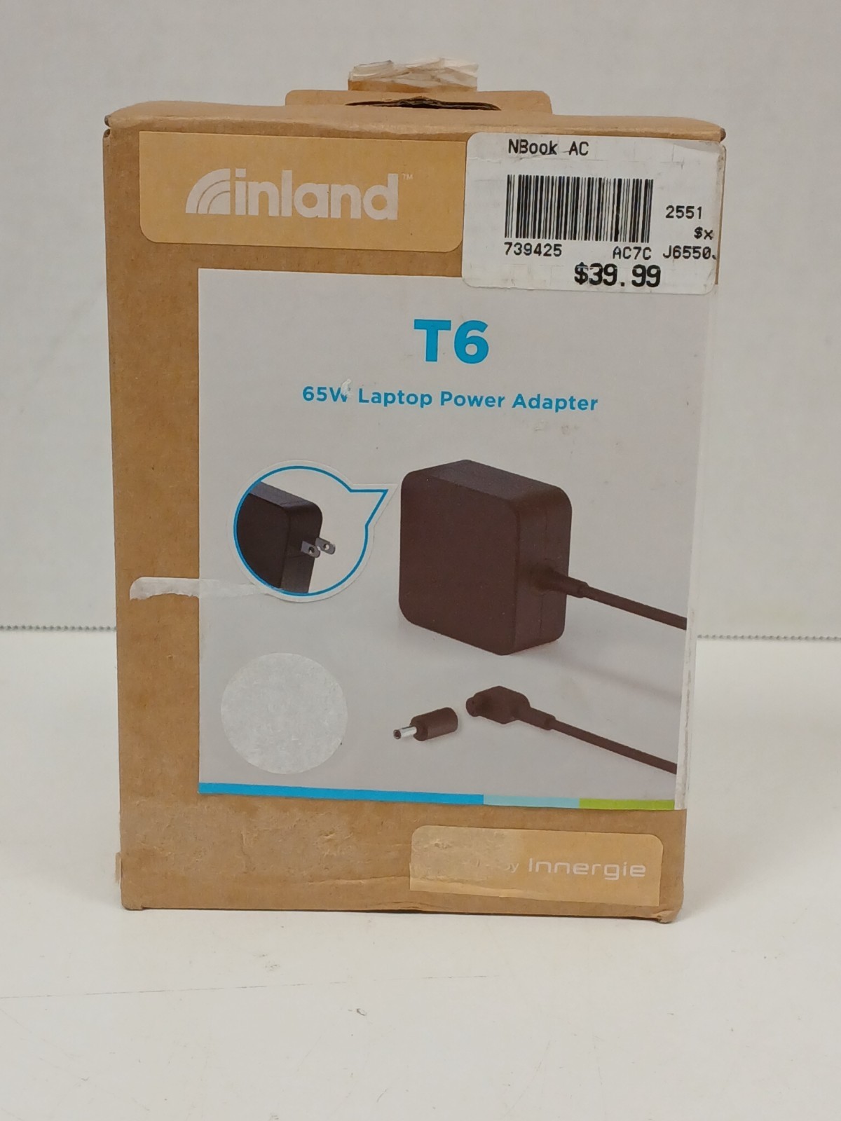 Inland T6 65W Laptop Power Adapter With 3 Adapter Tips