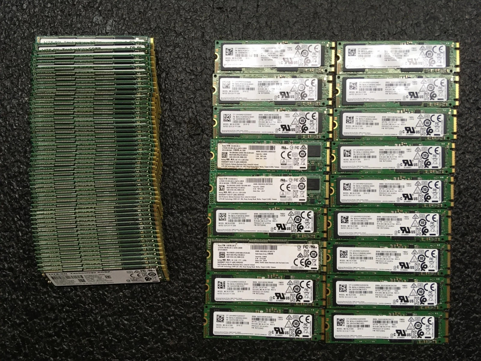 LOT OF 100: 128GB M.2 2280 SATA SSD Solid State Drive Mix Major Brands tested