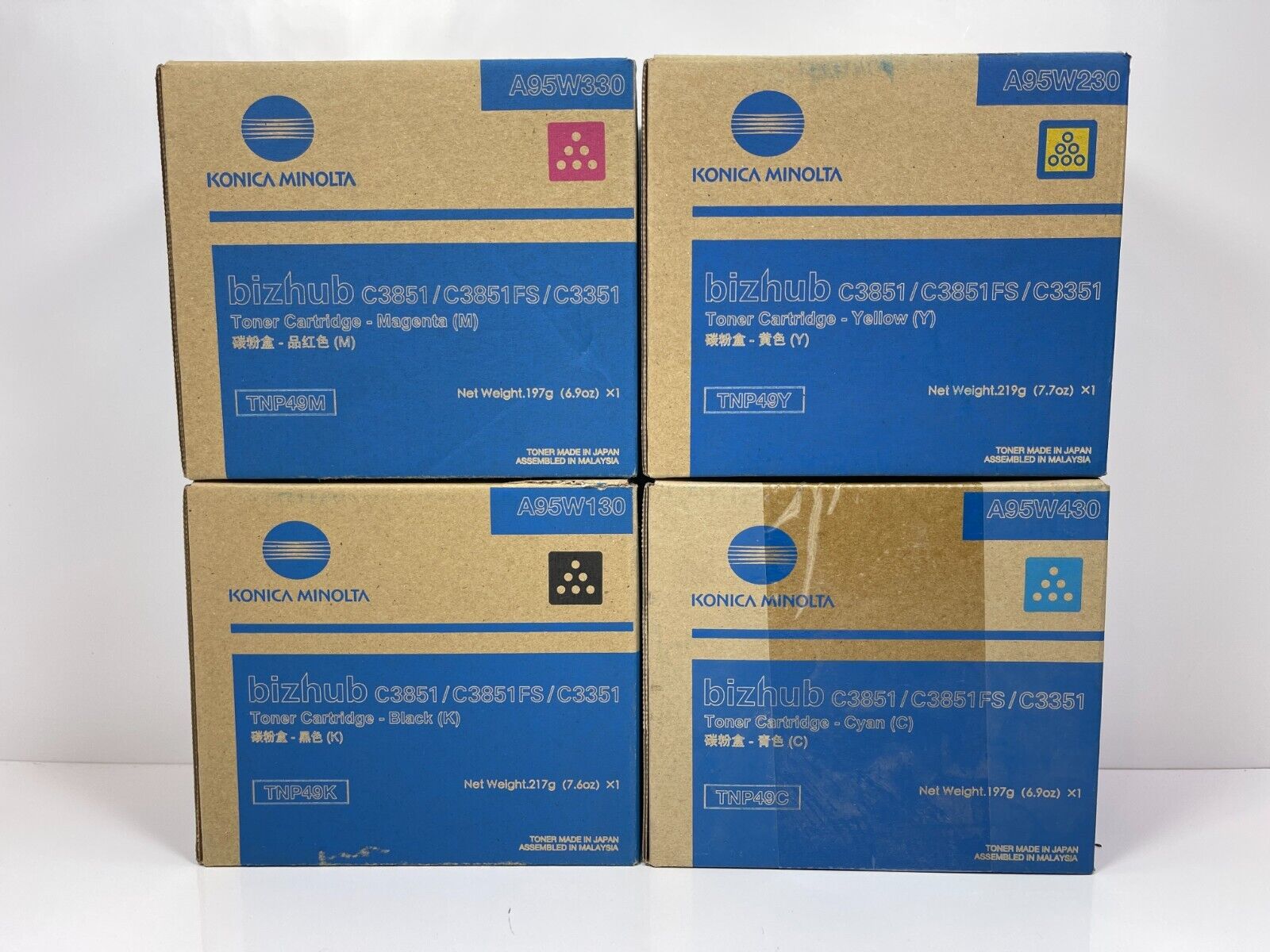 Genuine Konica Minolta Bizhub CMYK Toner Set A95W130 A95W230 A95W330 A95W430