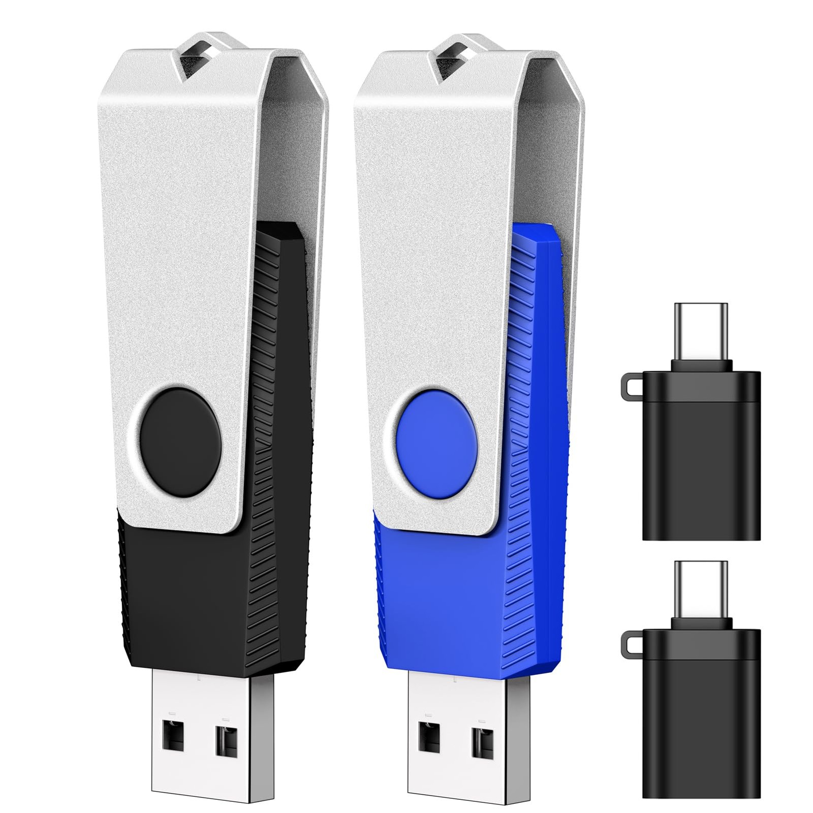 32GB USB Flash Drive 2-Pack Thumb Drive USB 2.0 Flash Drives (&2PCS Type-C Ad...