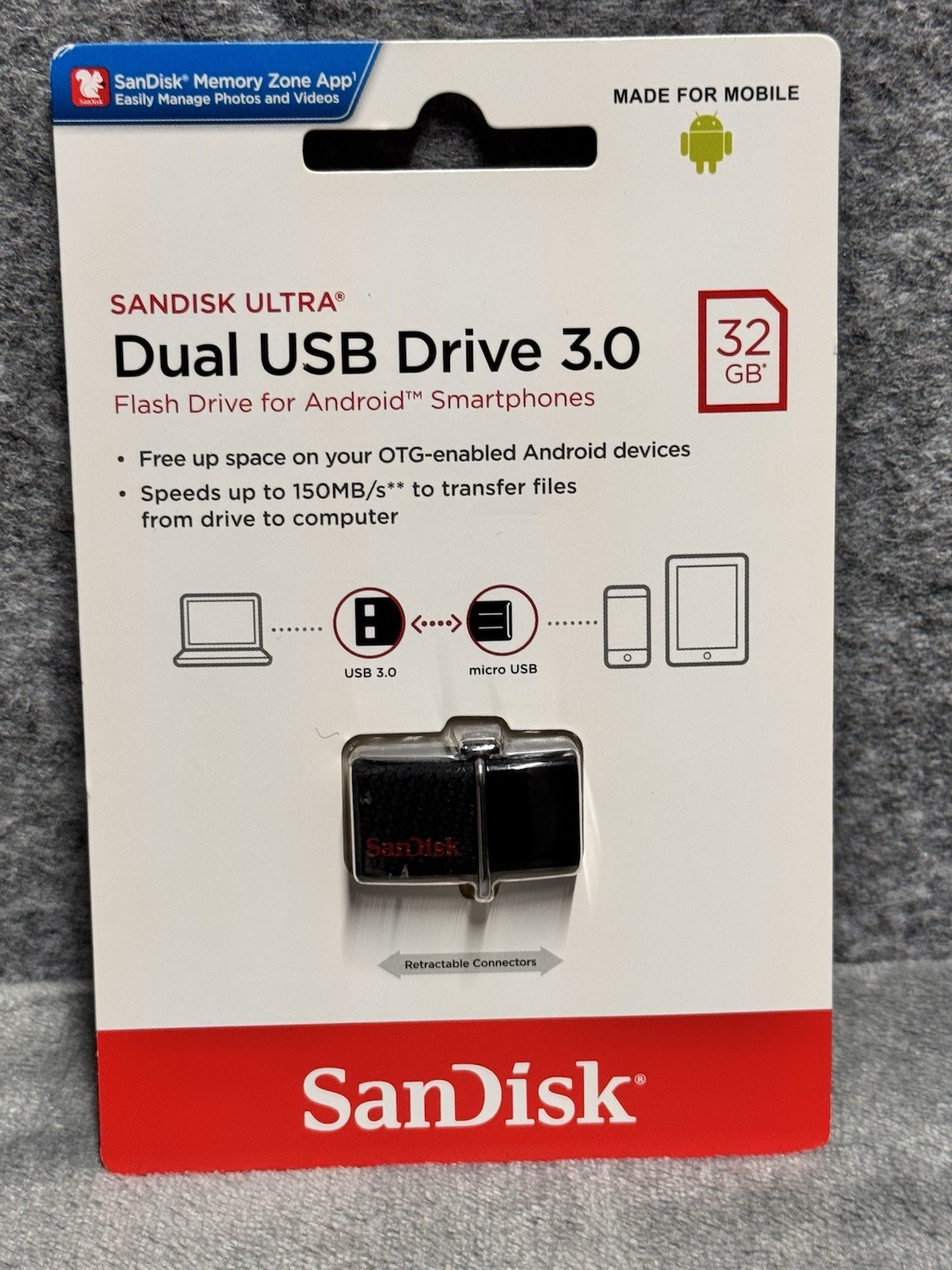 SanDisk 32GB Dual USB Drive 3.0 Flash Drive for OTG Enabled Android Smartphones