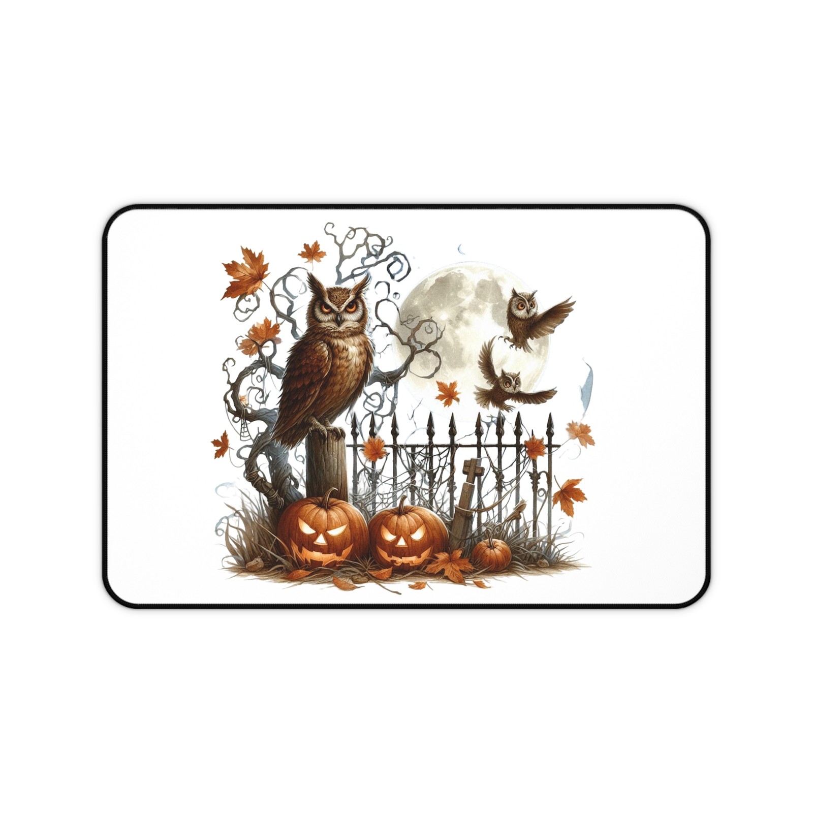 Fall Owl Desk Mat AOP Autumn Cute Bird Owl Large Desk Pad