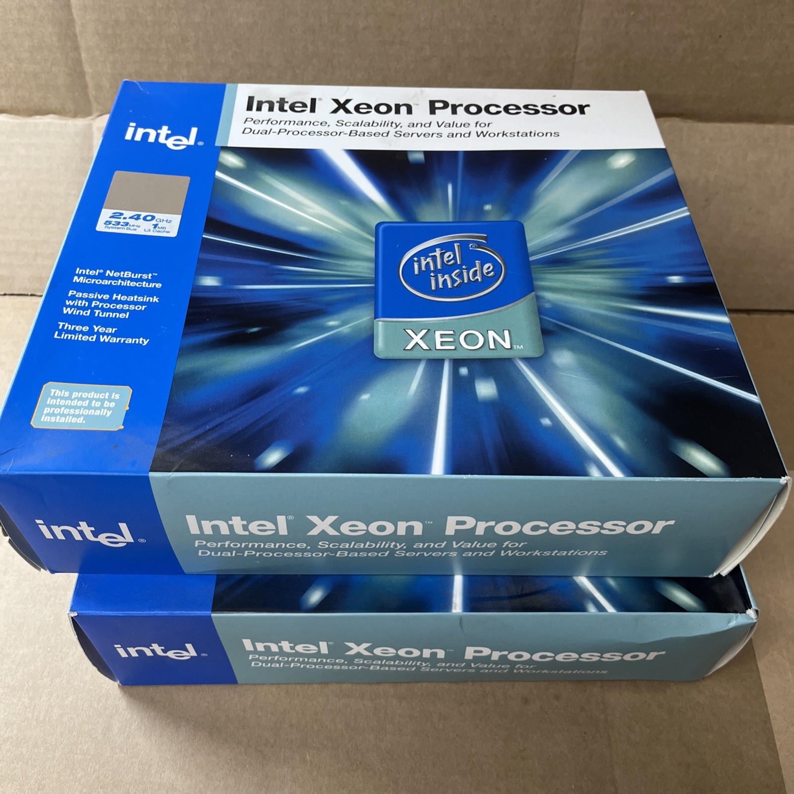Two(2x) Intel Xeon 2.4GHz 533Mhz Processor BX80532KE2400ESL7DF - New Sealed