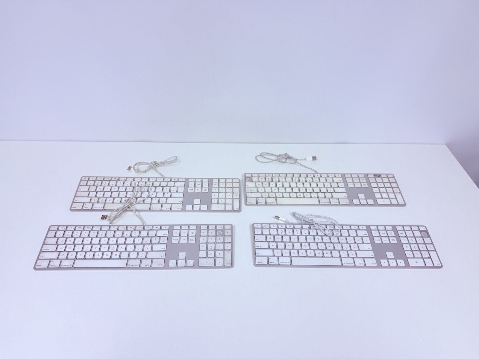 LOT OF 4 Apple A1243 Wired USB Slim Keyboard - Excellent - Tested