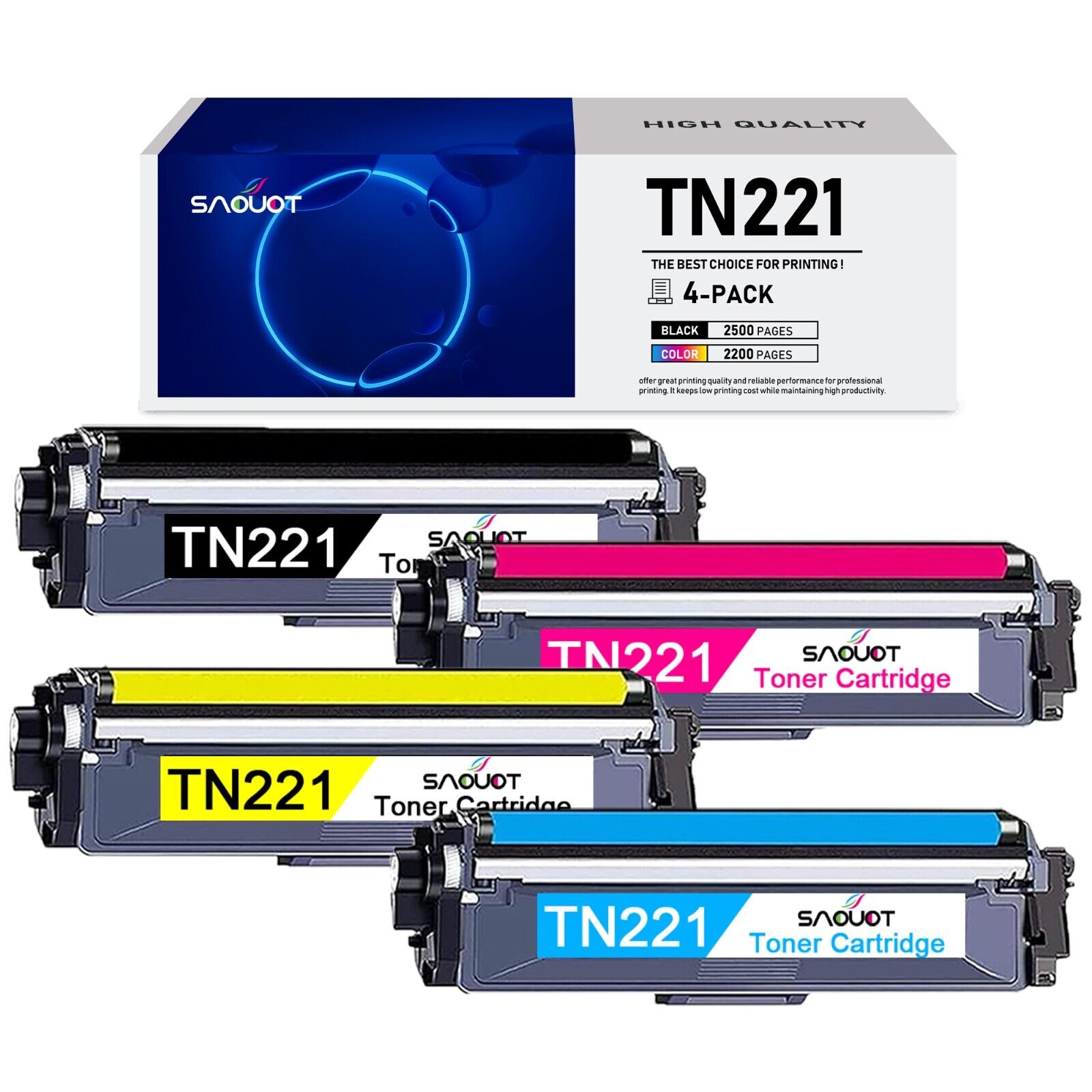 TN221 Toner Cartridges Replacement for Brother HL-3170CDW HL-3180CDW MFC-9130CW