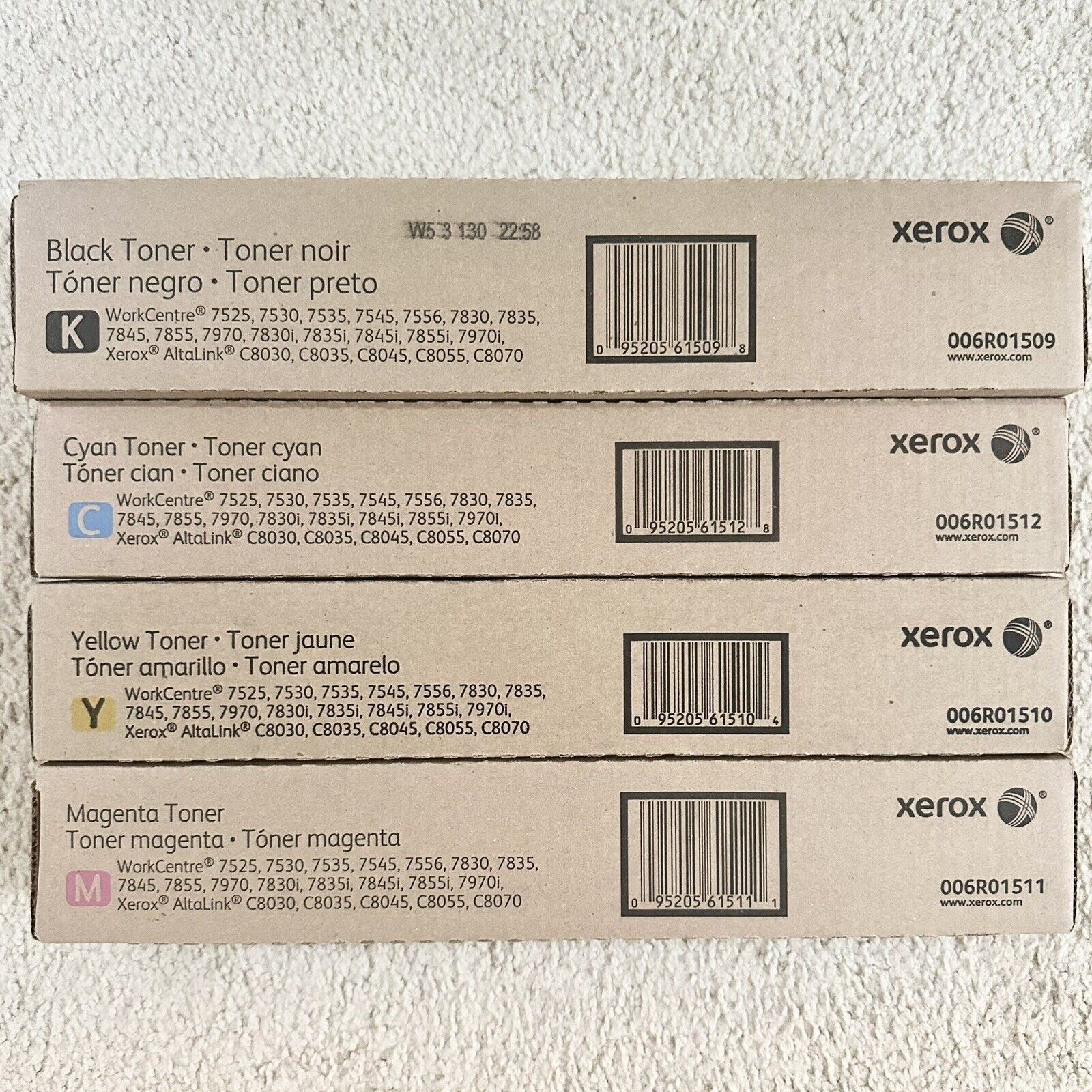 Xerox Toner Set CYMK for 7525 7530 7535 7545 7556 7830 7845 Authentic Sealed New
