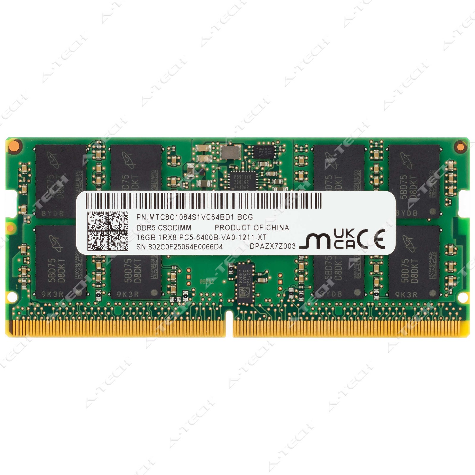 Micron 16GB DDR5 6400 MHz PC5-51200 CSODIMM Laptop Memory RAM MTC8C1084S1VC64BD1
