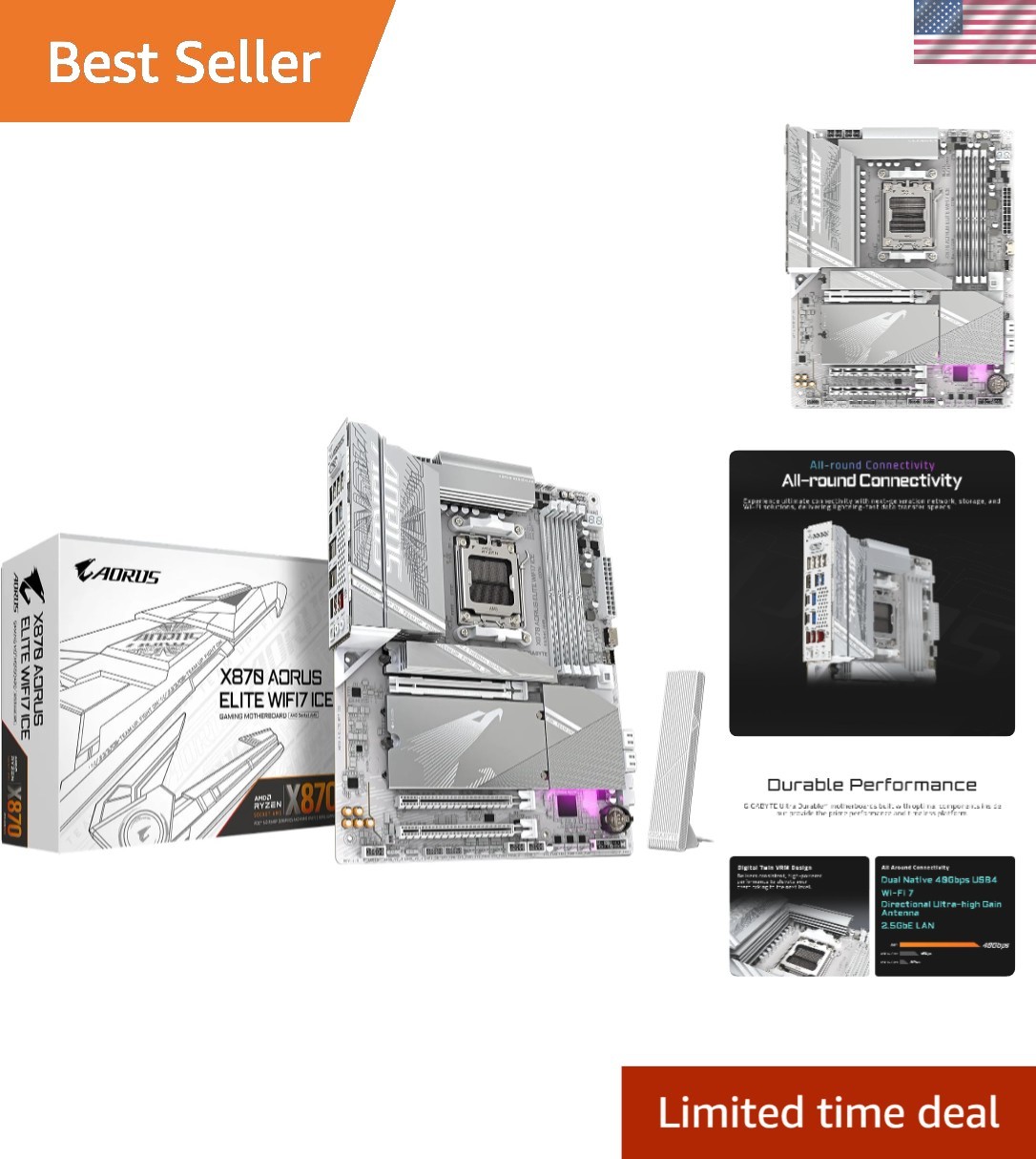 High-Performance X870 AORUS WiFi7 Motherboard - 5- , 128GB Capacity