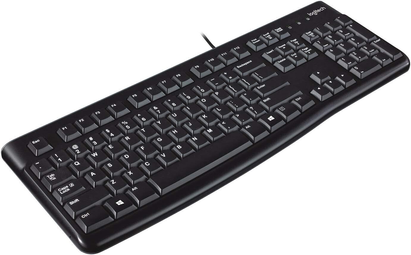 Logitech K120 Wired USB Keyboard for PC and Laptop Computer, Spill-resistant