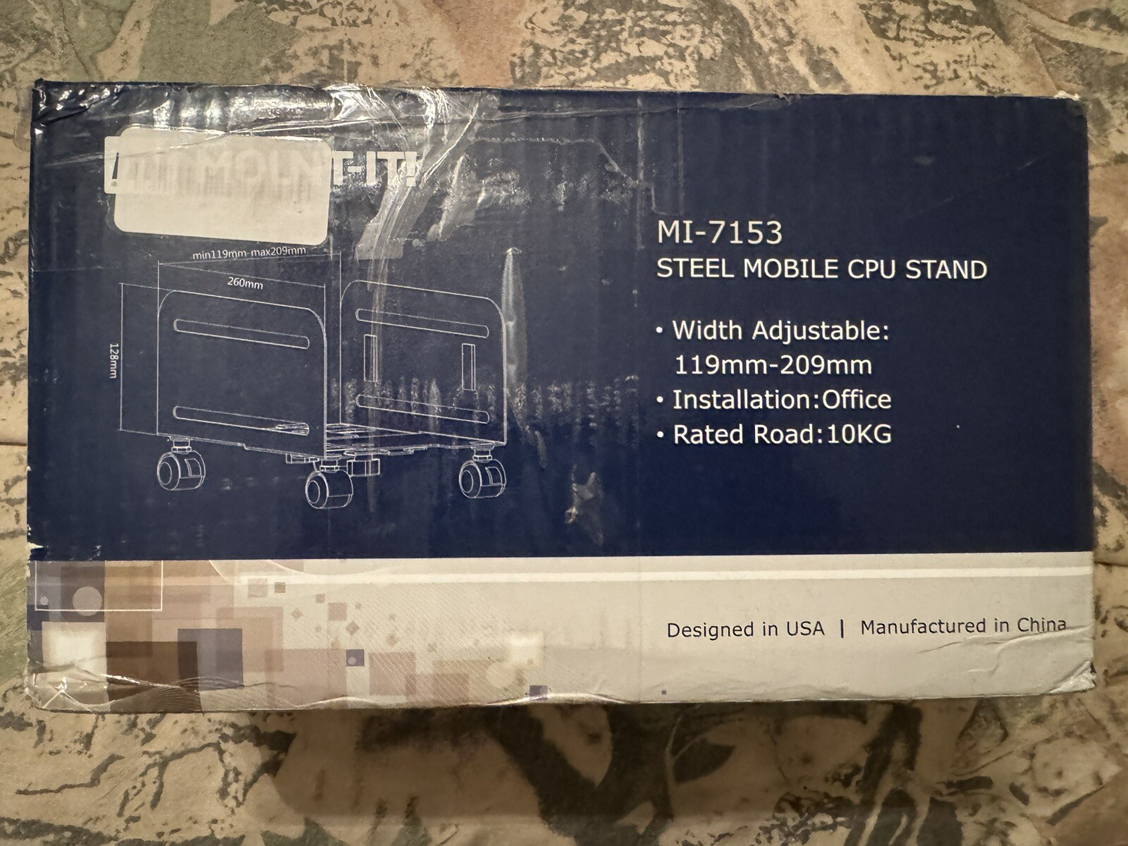 Mount-It MI-7153 Steel Mobile CPU Stand Adjustable Office 10KG, Open Box New