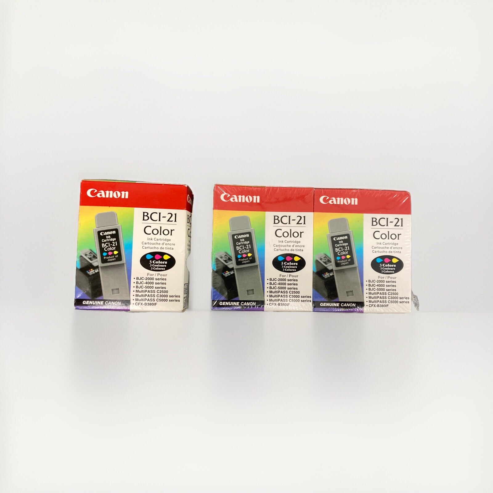 3 Canon BC-21 Tri-Color Ink Cartridge Genuine  OEM New Old Stock