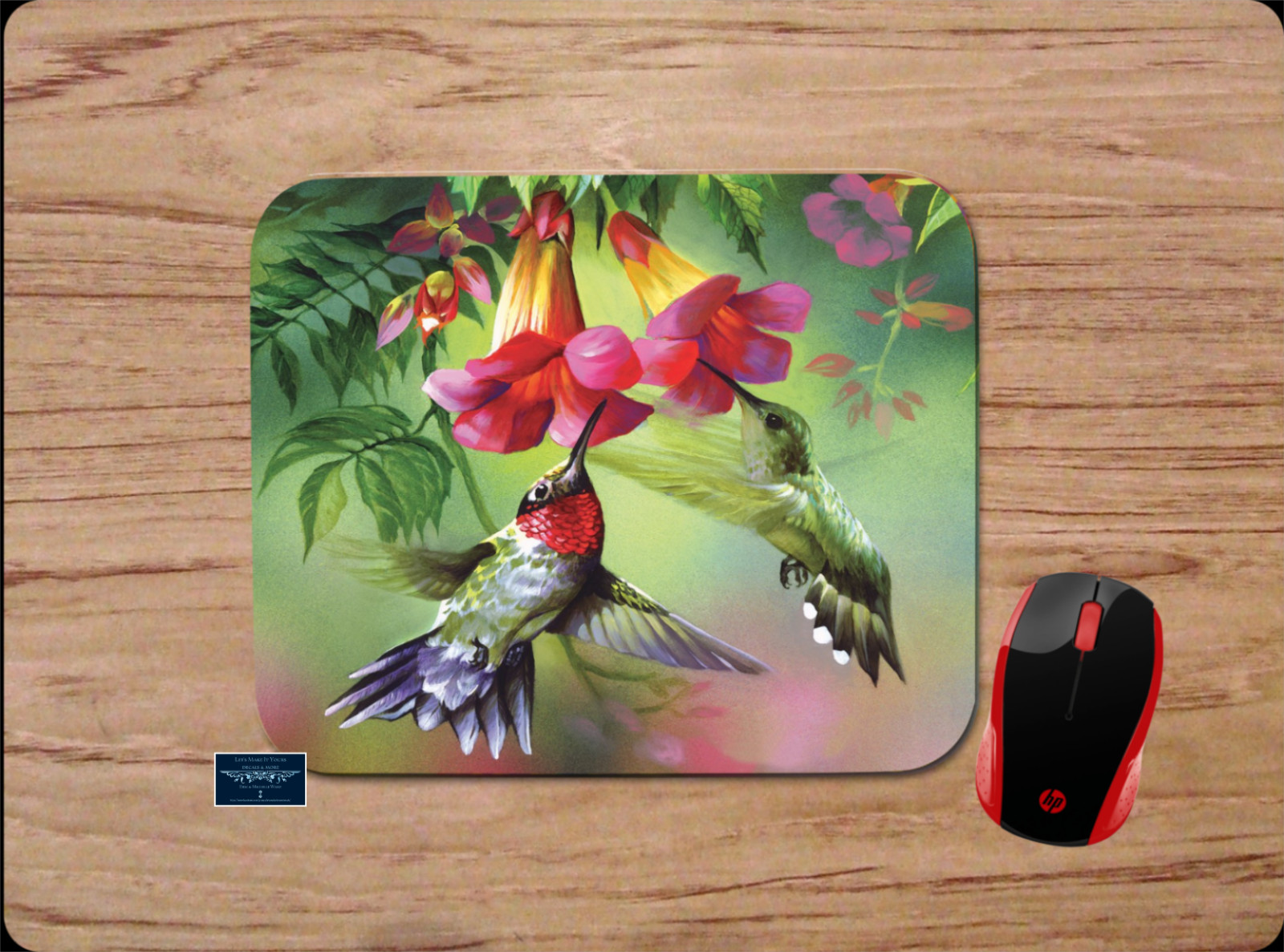 HUMMINGBIRD FLORAL ART CUSTOM PC DESK MAT MOUSE PAD SCHOOL HOME OFFICE GIFT