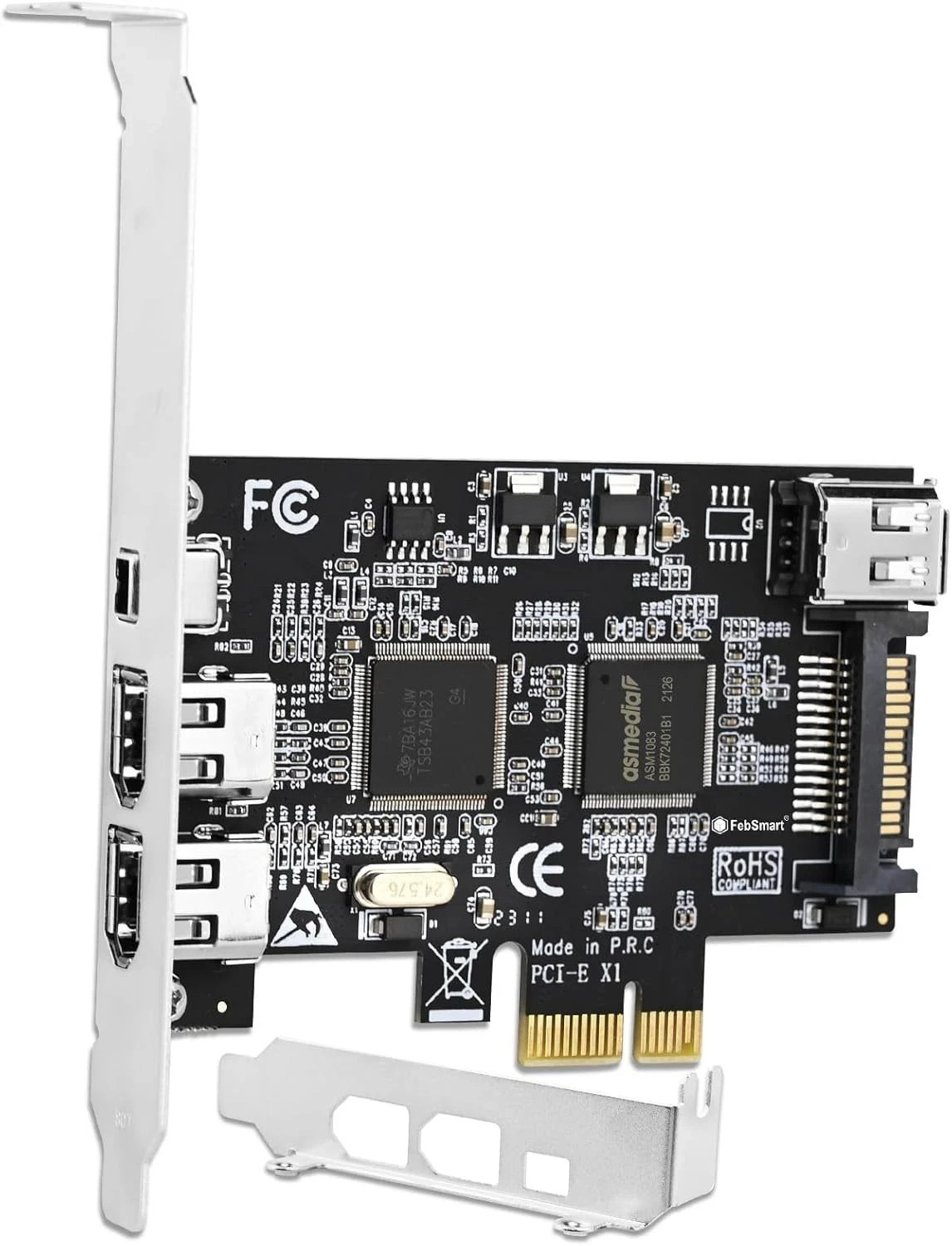 4 Ports PCIE Firewire 400 1394A Expansion Card, Texas Instruments TI TSB43AB2...
