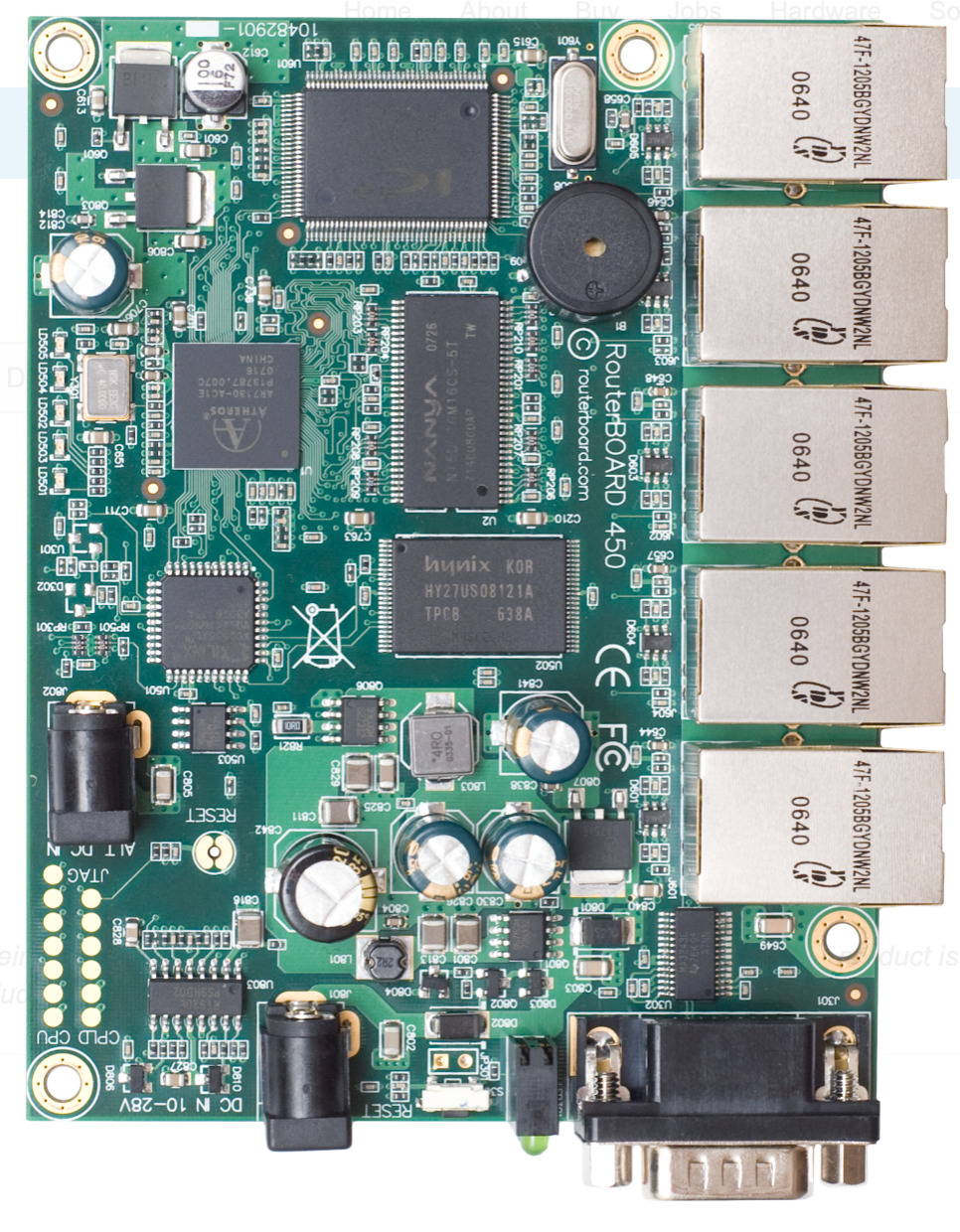 One (1) NEW MikroTik RB450 Routerboard, 300MHz CPU, 64MB RAM, 5xEthernet