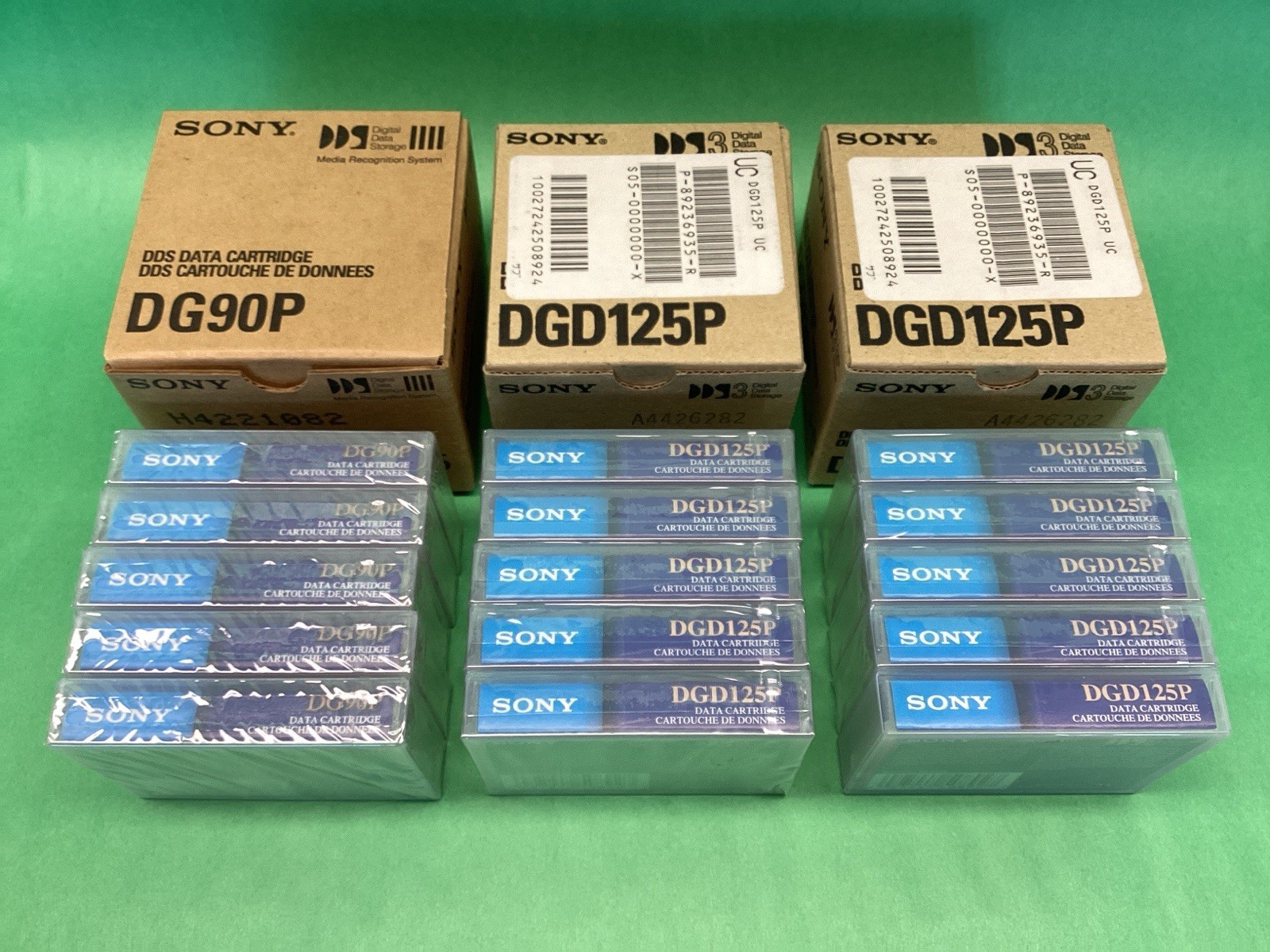 x15 NEW SEALED Sony DDS Data Cartridge Tape x10 DGD125P - x5 DG90P - LOT OF 15