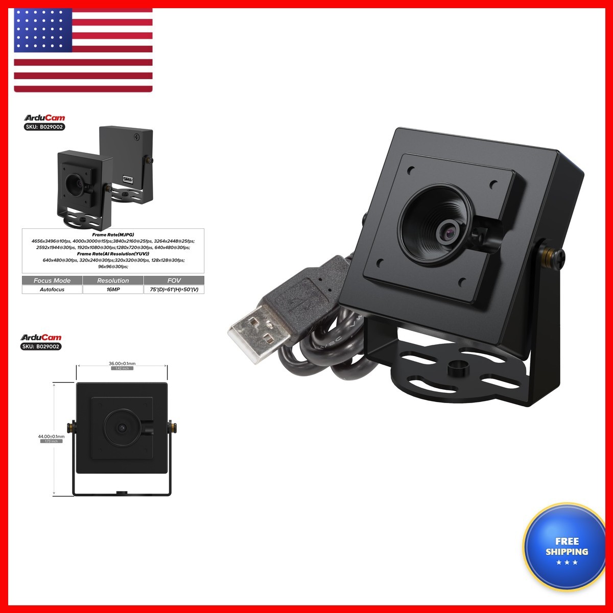 Arducam 4K 8MP Autofocus USB Camera Module HDR 1080P for Raspberry Pi Jetson