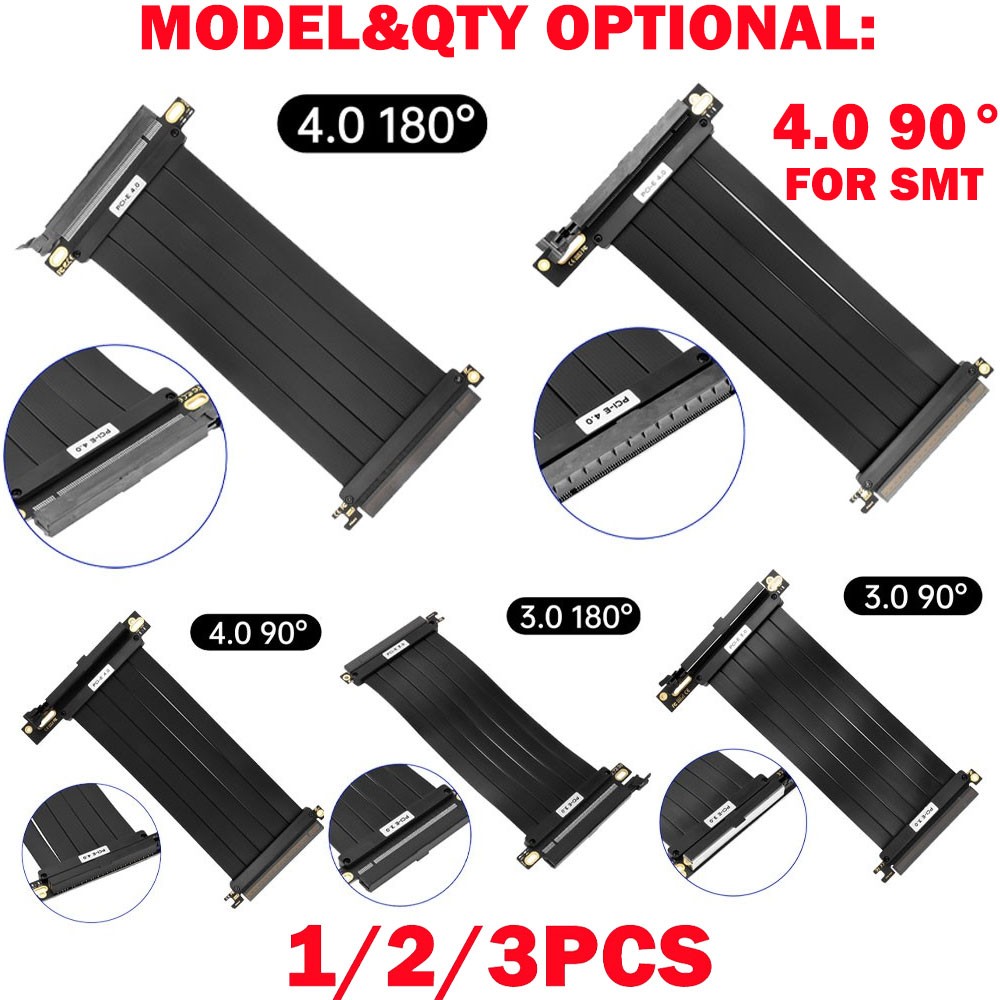 1/2/3Pcs For PCI-E 3.0/4.0 16x Riser Cable Graphics Card Extension Cables US