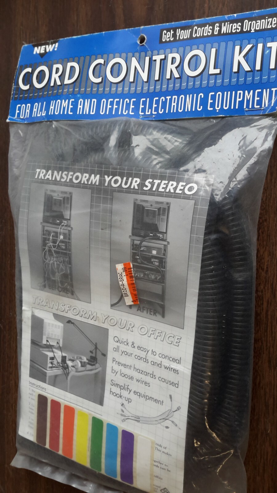 Vintage Cord Control Kit Black Quick Easy Way to Conceal Wires in Your Office