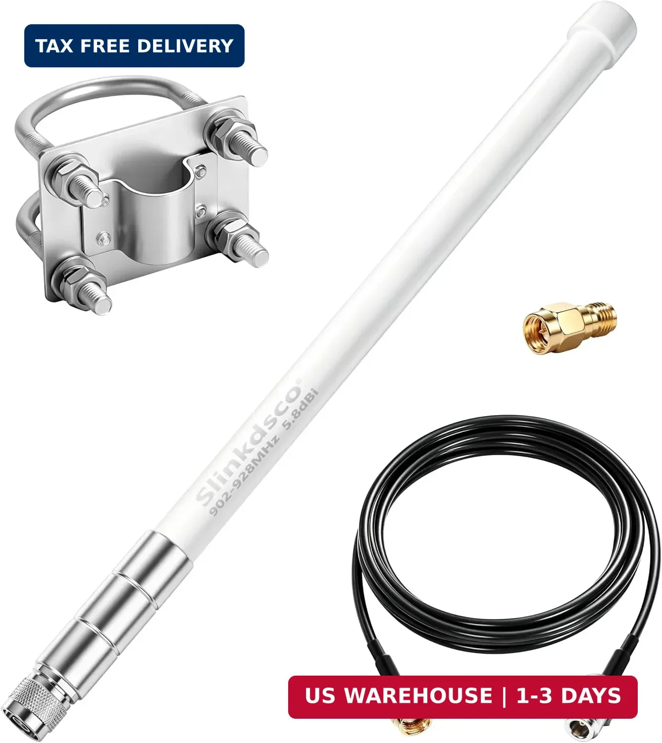 Waterproof 5.8dBi Meshtastic Lora 915MHz Fiberglass Antenna with 20Ft Extension