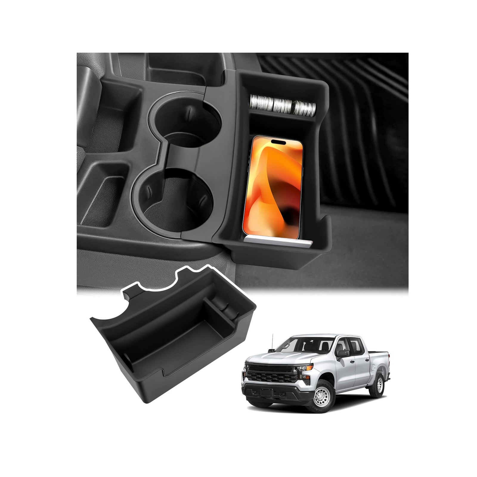 2PCS Center Console Hanging Organizer for Chevy 2019-2026 Silverado & Sierra ...