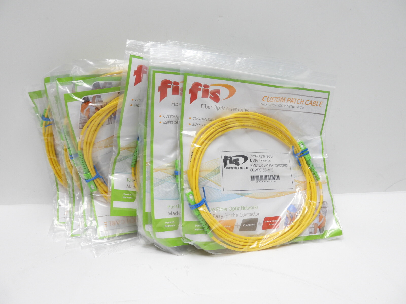 20pcs FIS Simplex Single-Mode Patch Cable SC/APC-SC/APC 2M S9YAYAS3FISCU