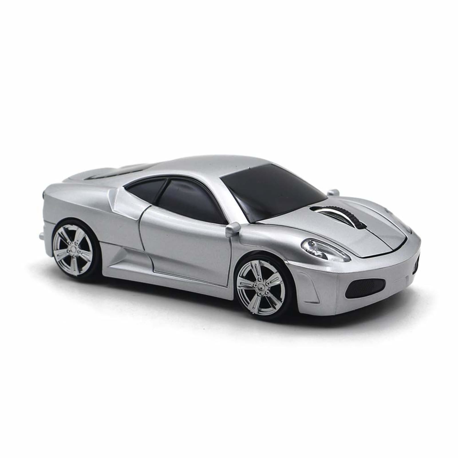 Wireless Sports Car Optical Mouse Silver 1600 DPI USB Receiver for PC Mac