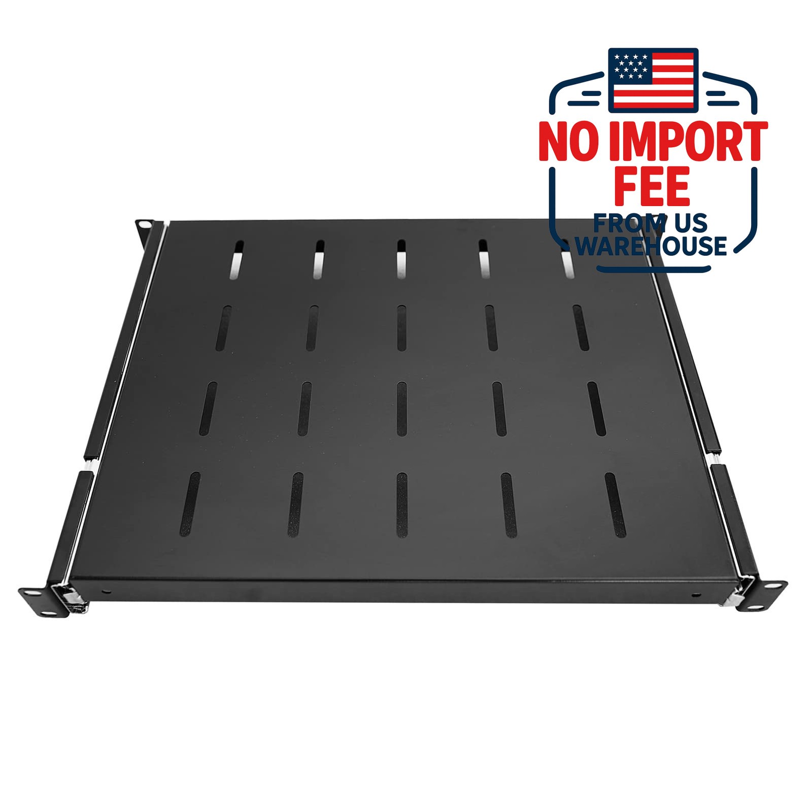 2x Sliding Rack Server Shelf  Rack 1U 19" 4 Post Rack Mount-Adjustable 15"-22"