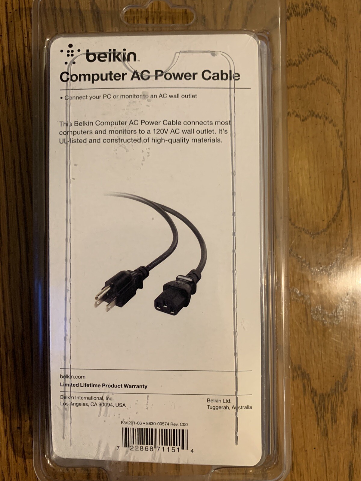 Belkin 6 FT Computer AC Power Cable Connect Power Supply Cord Cable 6ft AC 