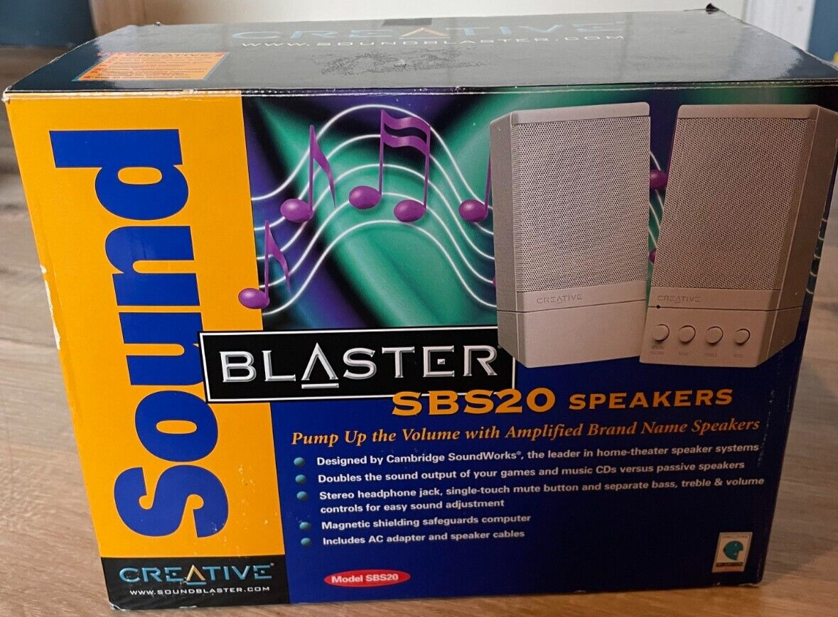 1997 Creative SBS10 Sound Blaster Speakers Vintage Gaming PC External Hardware