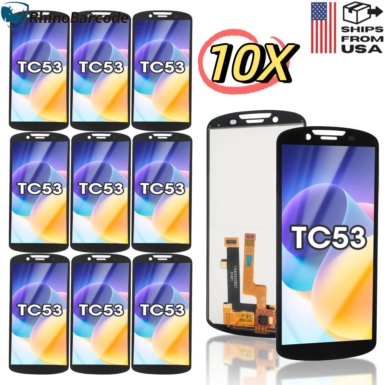 10X New LCD Module with Touch Screen Replacement for Zebra TC53 TC58 Scanners