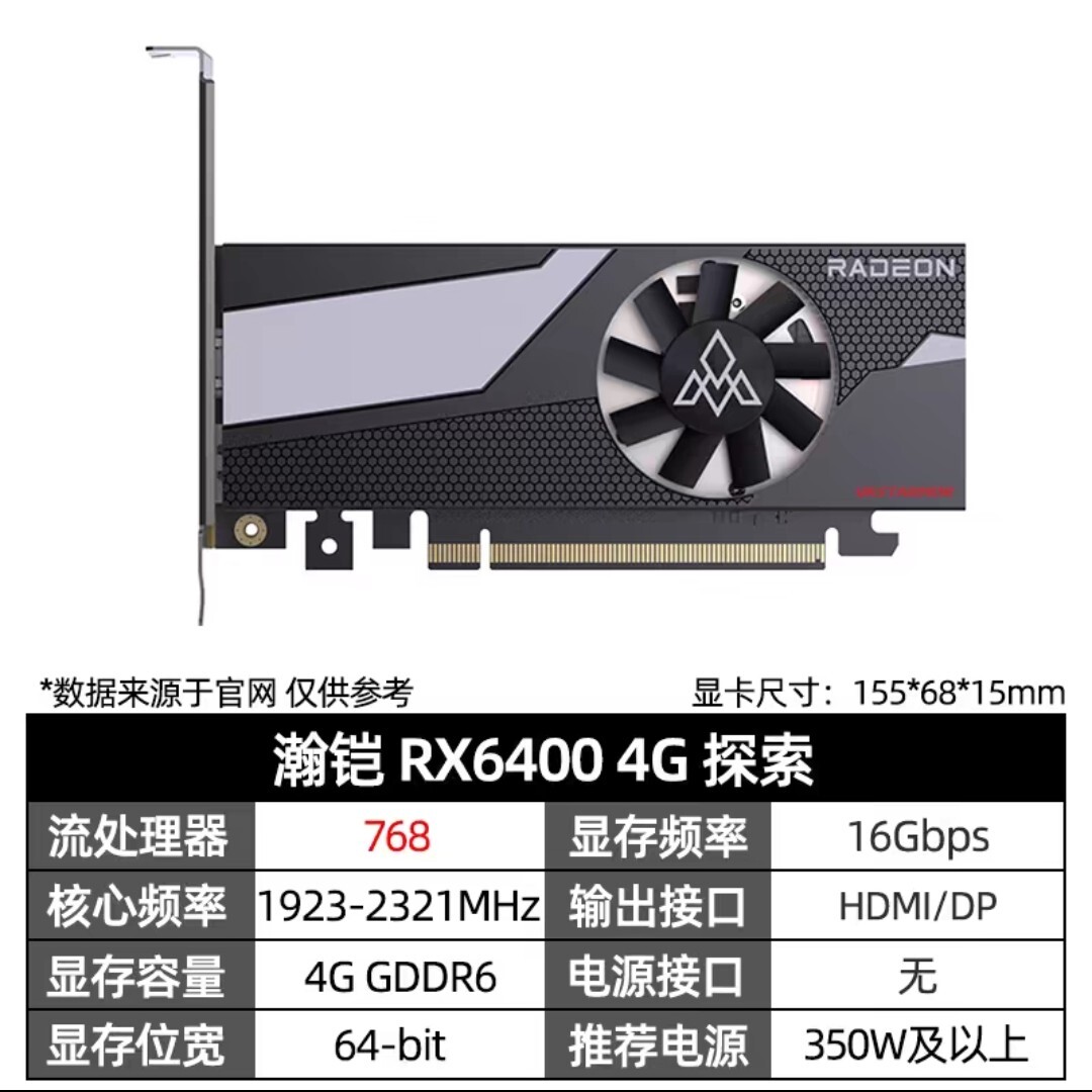 VASTARMOR AMD Radeon RX 6400 4GB EXPLORER GDDR6 ITX Gaming Graphics card