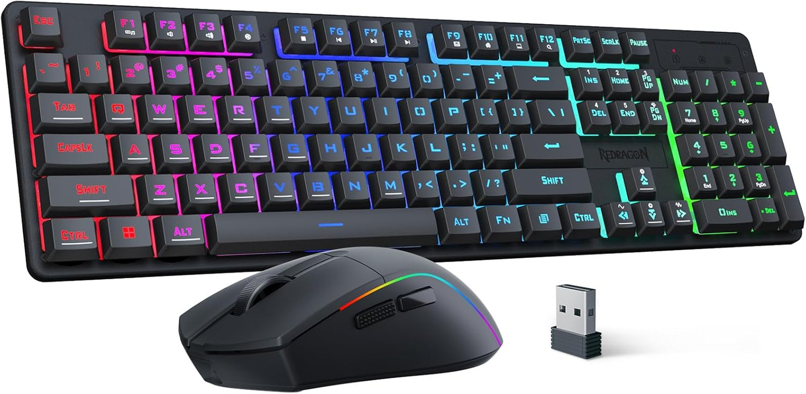 S107KS Wireless Gaming Keyboard and Mouse, RGB Backlit, 3 Mode