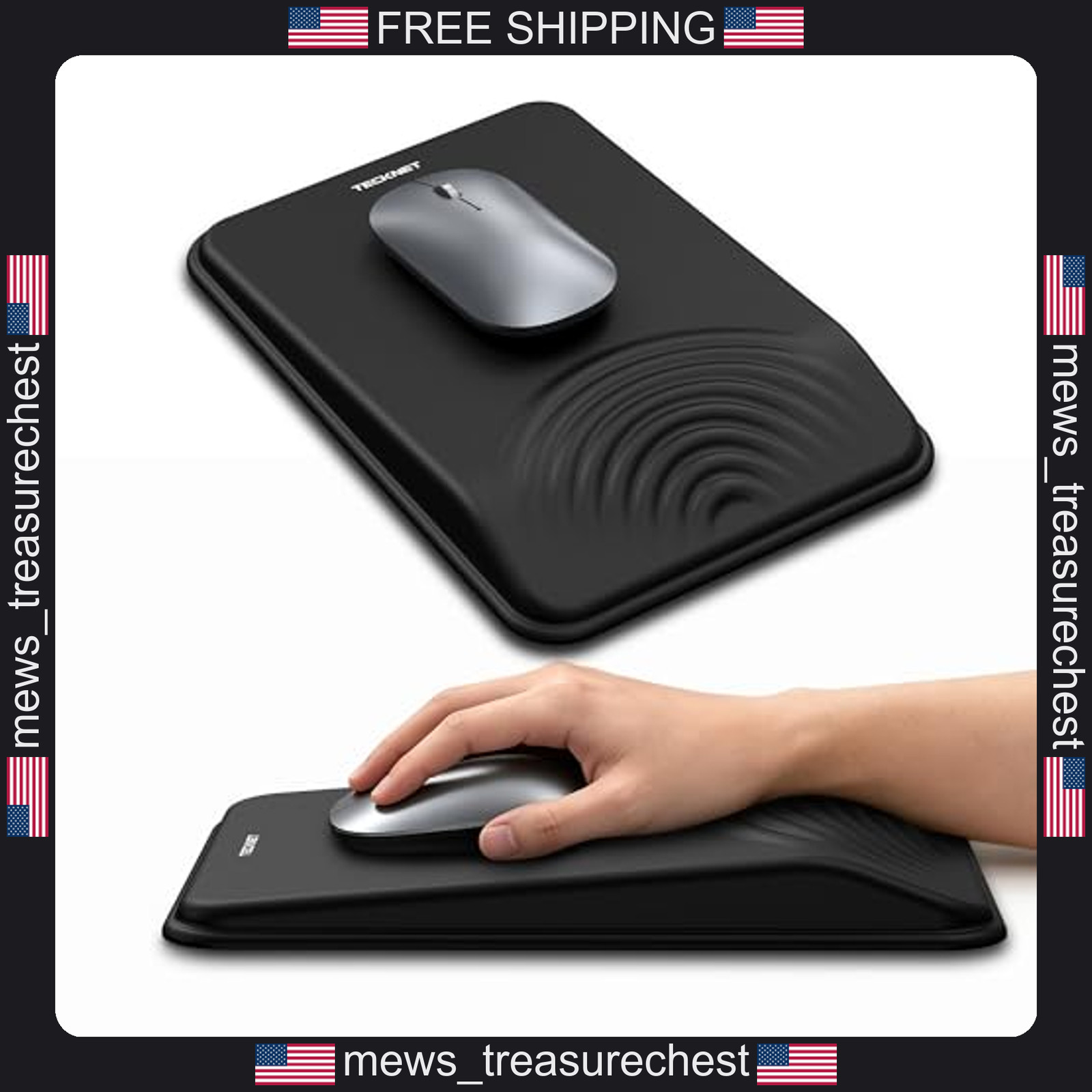 Ergonomic Mouse Pad with Wrist Support, Memory Foam, Anti-slip Base