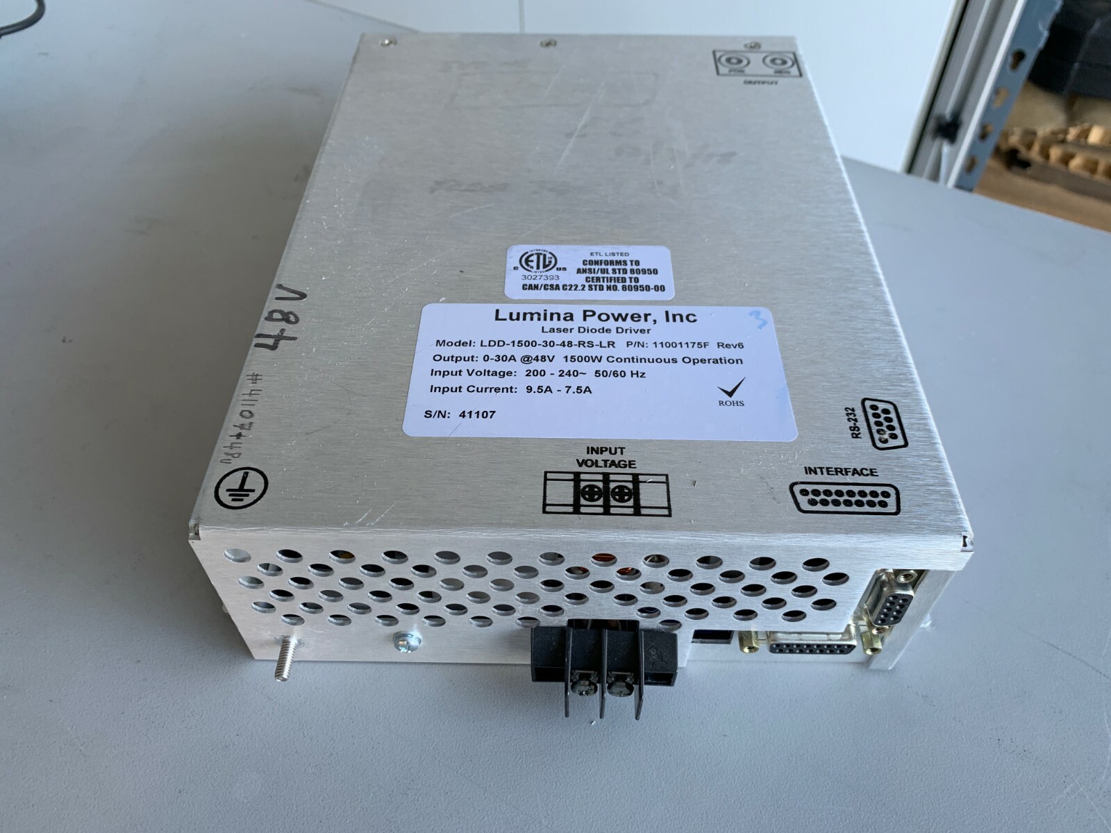 Lumina   LDD-1500-30-48-RS-LR  Laser Diode Driver, Max 30A @ 48V 