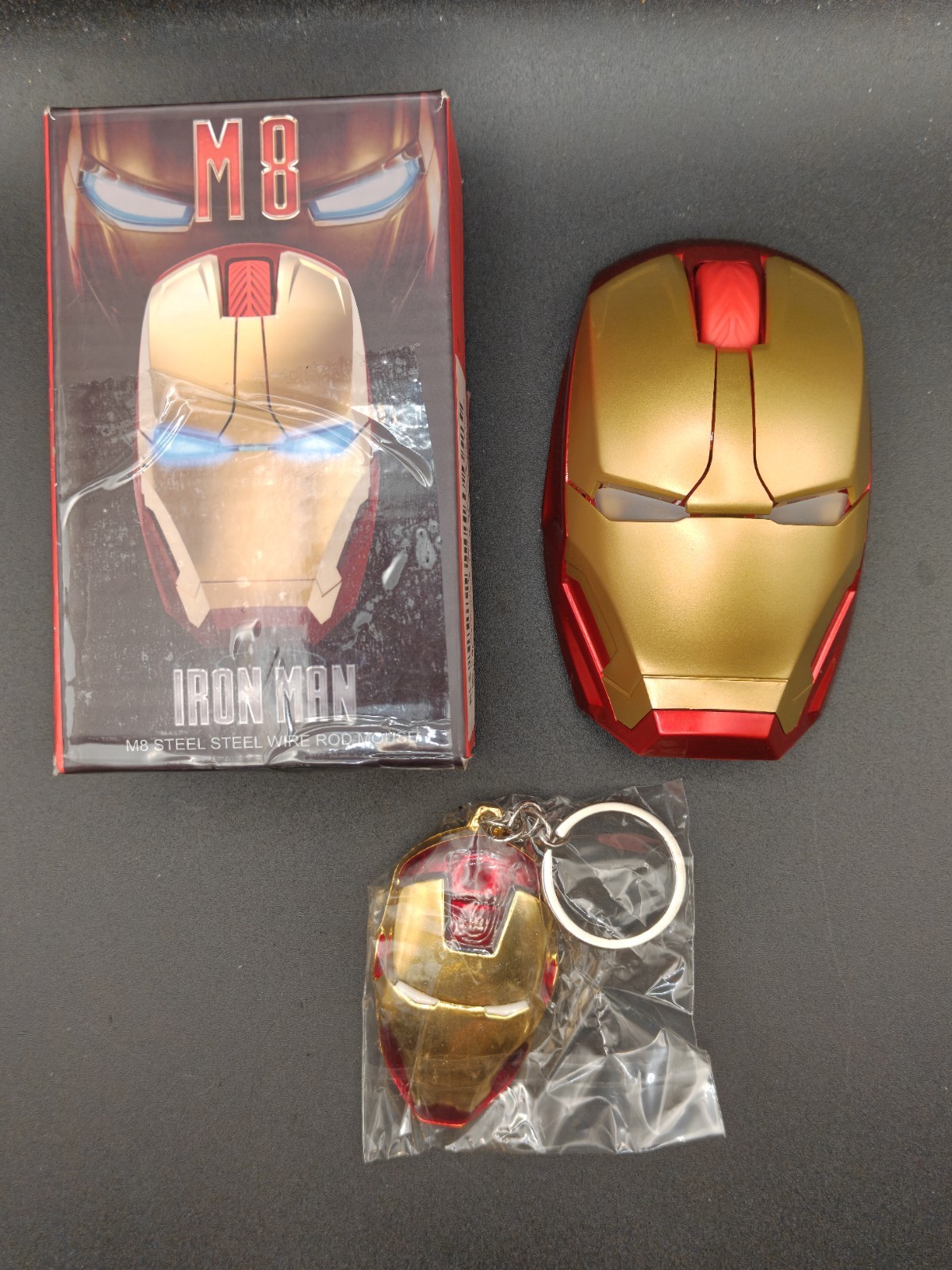 Iron Man M8 Wireless Optical Mouse Marvel Style w/ Keychain No USB Receiver