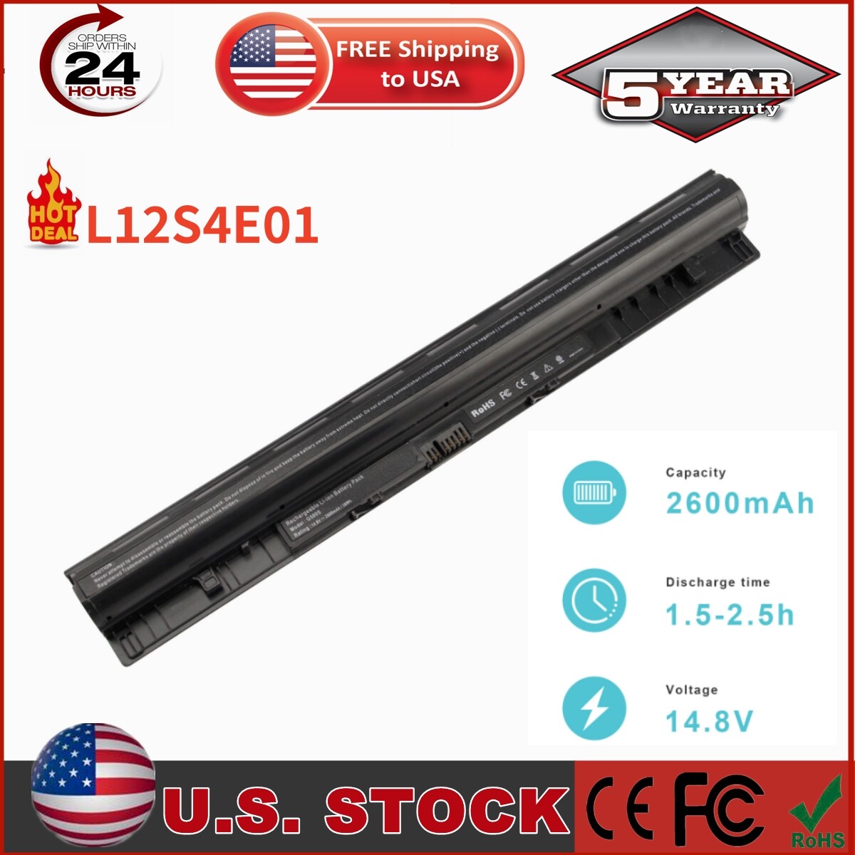 2600mAh Battery L12S4E01 For Lenovo G400s G500s G50-45 G50-70 G50-80 G70-80 80L0