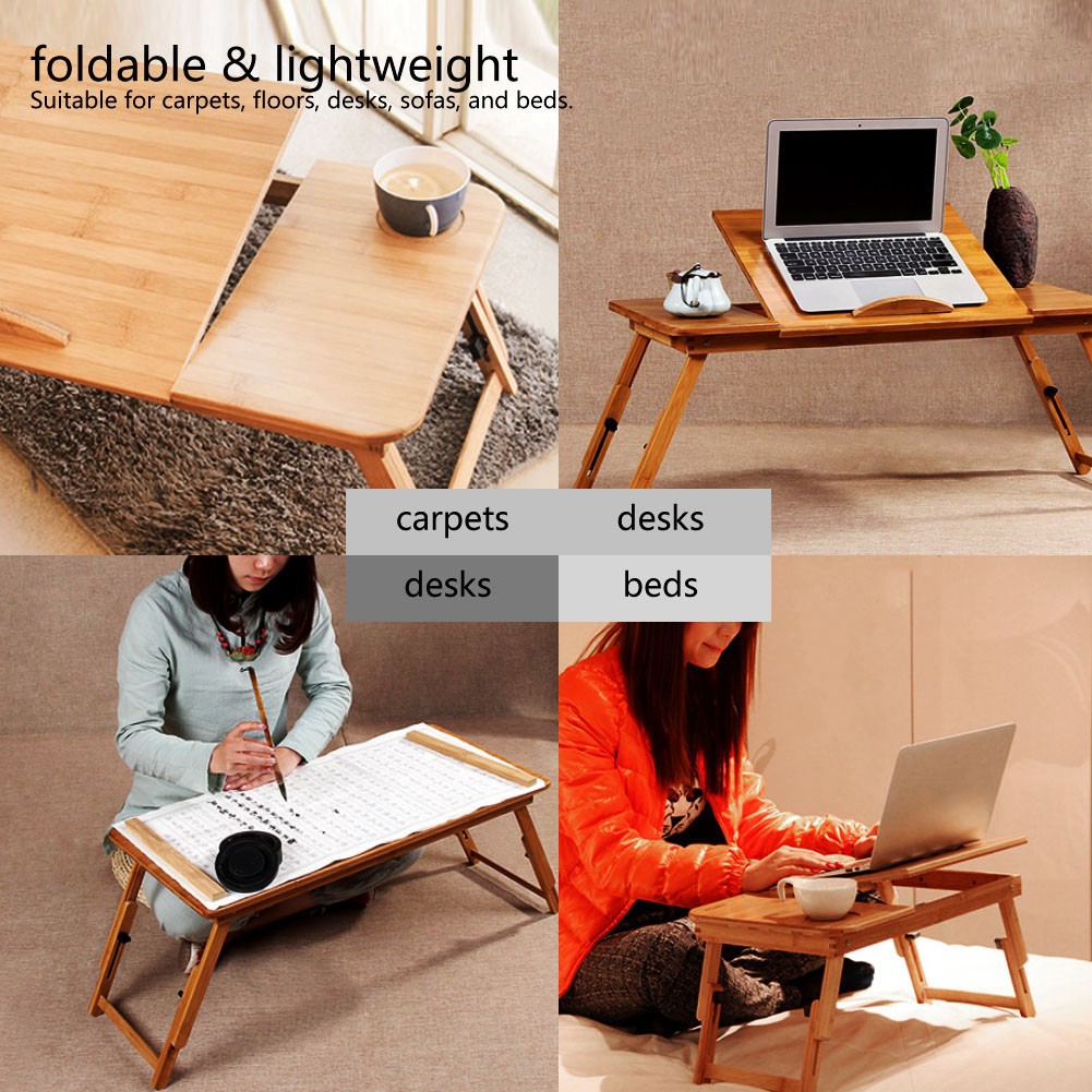 4 Angle Laptop Holder Wooden Bamboo Laptop Table Reasonable Size